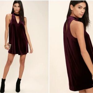 Lulu's Deep Purple Velvet Mini Dress